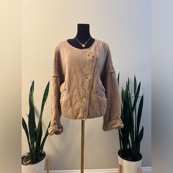 NWT FREE PEOPLE QUILTED JACKET DOLMAN SLEEVES WARM FALL COZY OVERSIZED LAYERING - Picture 15 of 16